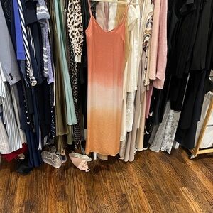 Pink Orange and White Ombre Slip Dress